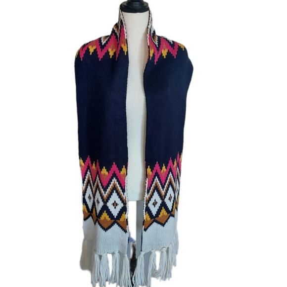 Old Navy Fringe Geometric Fun Funky Multi-color Diamond Pattern Scarf - Picture 1 of 3